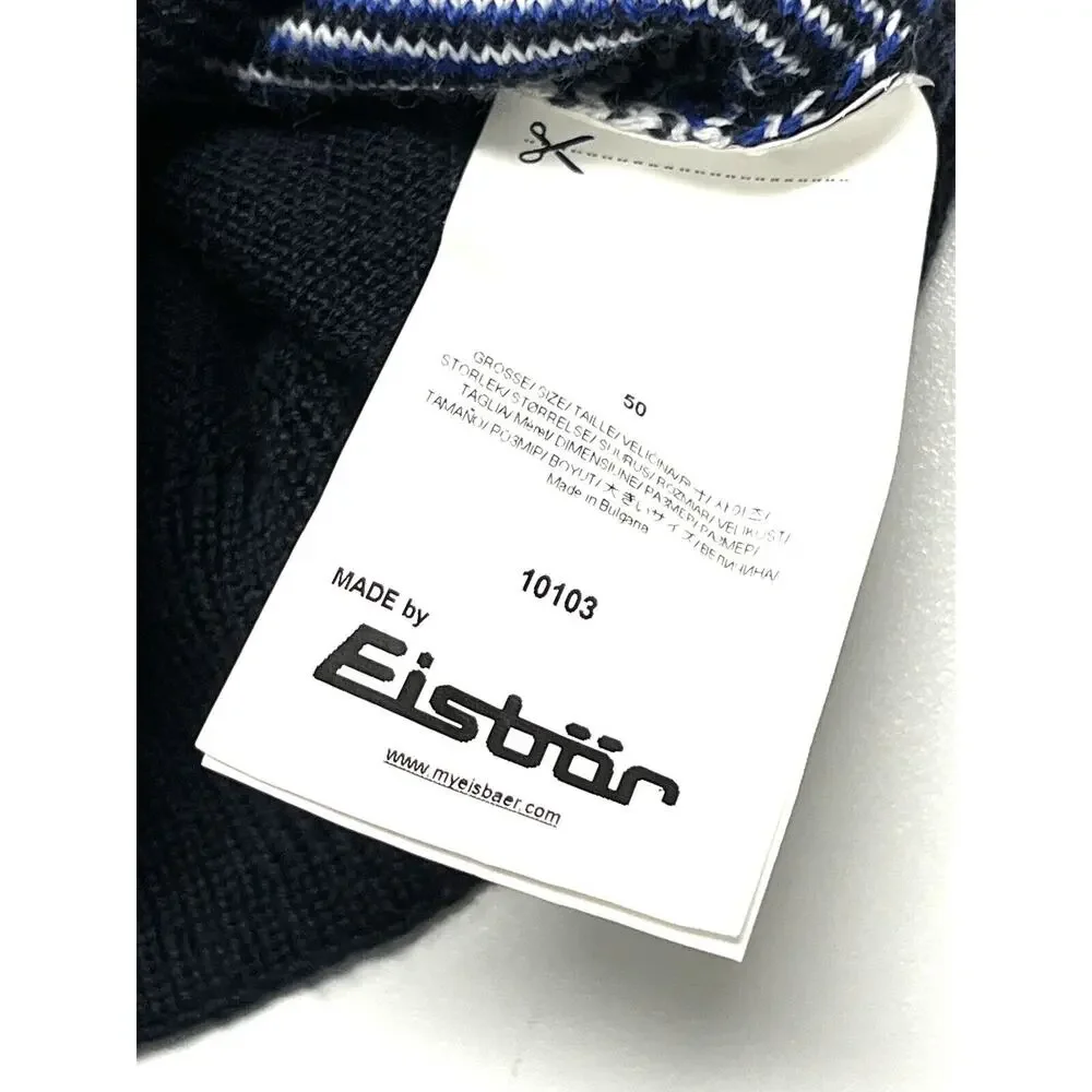 Eisbar Hooded Full Zip Sweater Mens Size M EU 50 Blue & Gray Wool Knit